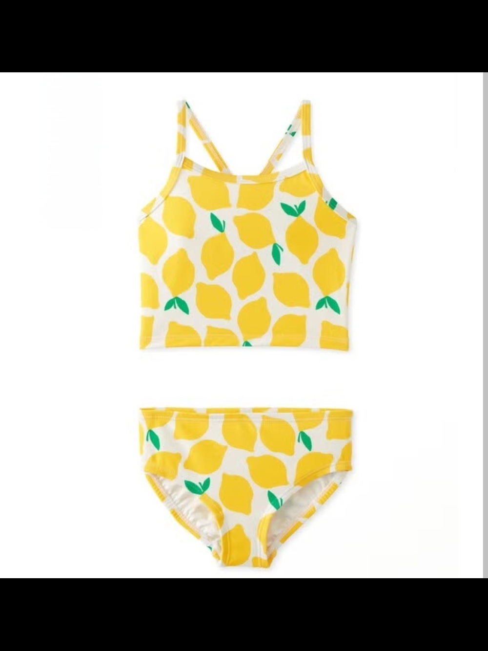 Hanna Andersson Yellow Lemon Print Two-Piece Tankini Set